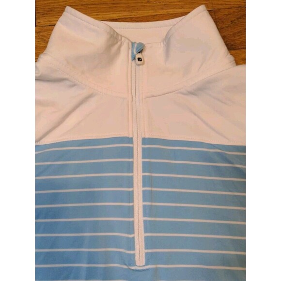 FootJoy Shirt Women's Large Golf Quarter Zip Pullover Baby Blue White Logo EUC - Picture 5 of 10